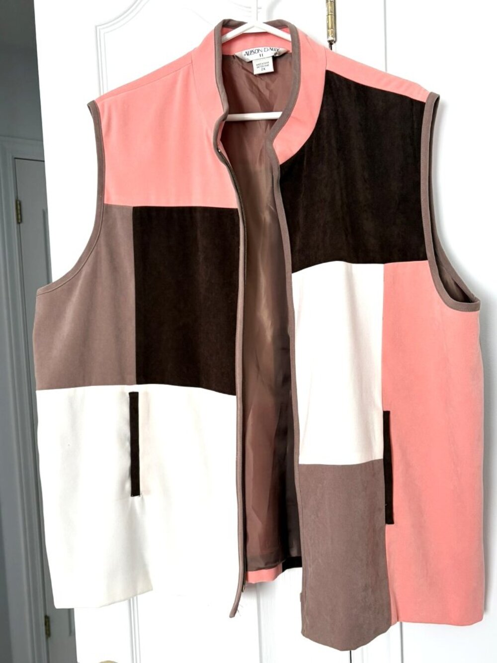 Allison Daley Color Block Faux Suede Zip Vest Size 2X